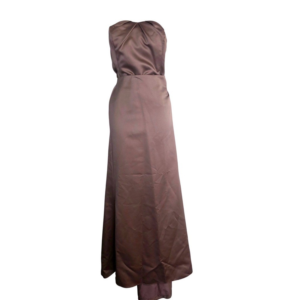 David's Bridal Mauve Satin Two Piece Strapless Top & Maxi Skirt Set‎ Size 18 NEW